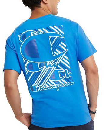 Camiseta masculina Champion Classic Standard Fit com logo gráfico, azul, tamanho XX-G
