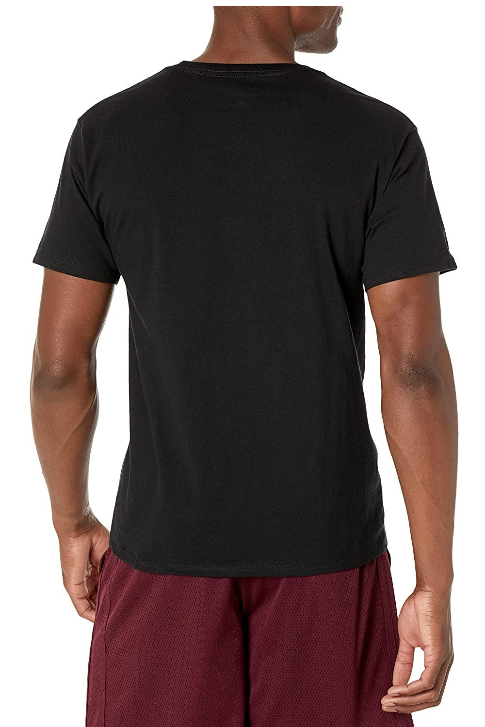 Camiseta masculina Champion com estampa de logotipo e ajuste padrão, preta, tamanho médio