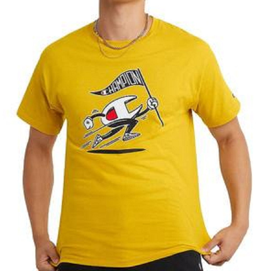 Camiseta Champion Masculina Classic Standard Fit Logo Graphic, Amarela, Tamanho Grande