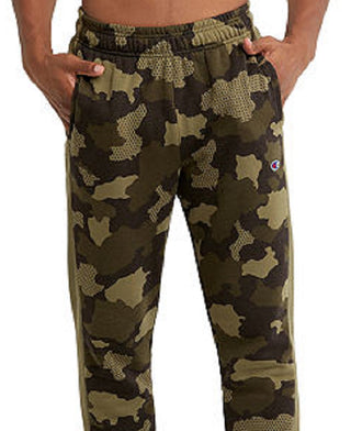 Calça de moletom Champion Masculina com estampa de lã e cordão, verde, tamanho grande