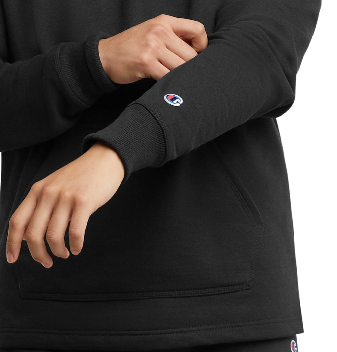 Camisa Champion Powerblend Classic Fit Manga Longa Masculina Preta Tamanho Grande