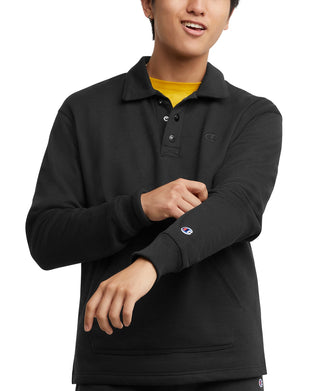 Camisa Champion Powerblend Classic Fit Manga Longa Masculina Preta Tamanho Grande