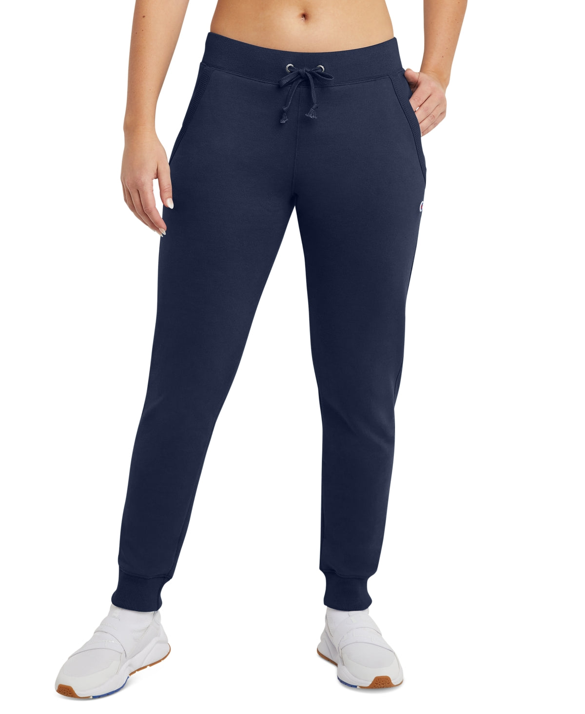 Calça de moletom feminina Champion Powerblend Fleece Jogger Azul Tamanho Médio