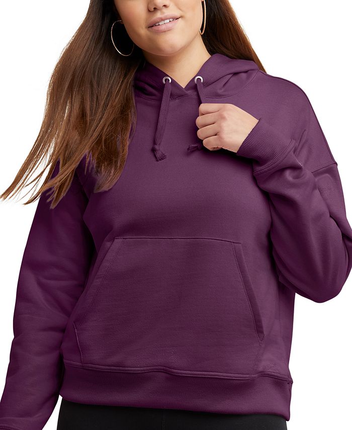 Moletom com capuz Champion Powerblend Fleece feminino, roxo, tamanho X-S