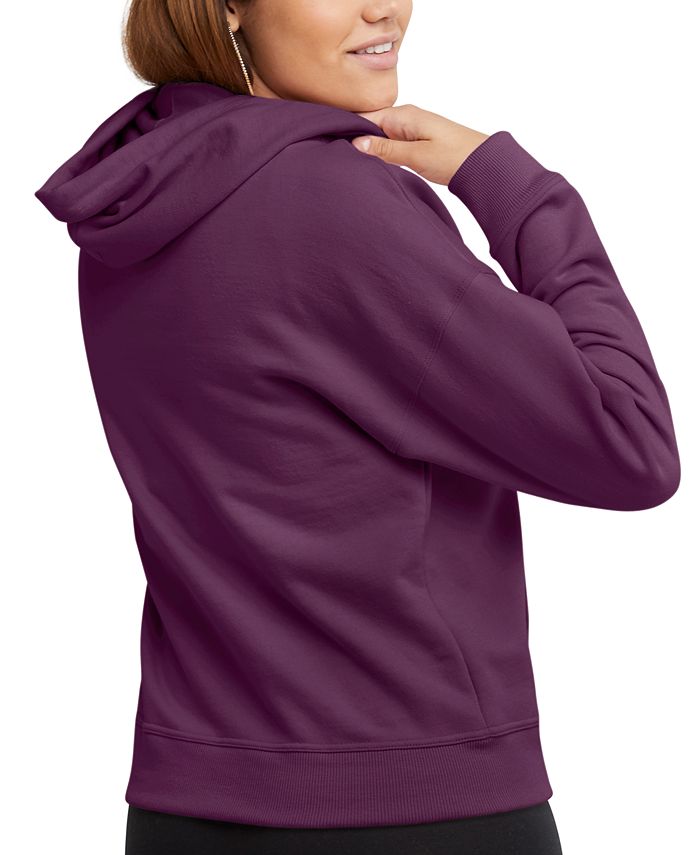Moletom com capuz Champion Powerblend Fleece feminino, roxo, tamanho X-S