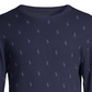 Camisa de pijama térmica masculina Ralph Lauren em malha waffle estampada, azul, tamanho médio