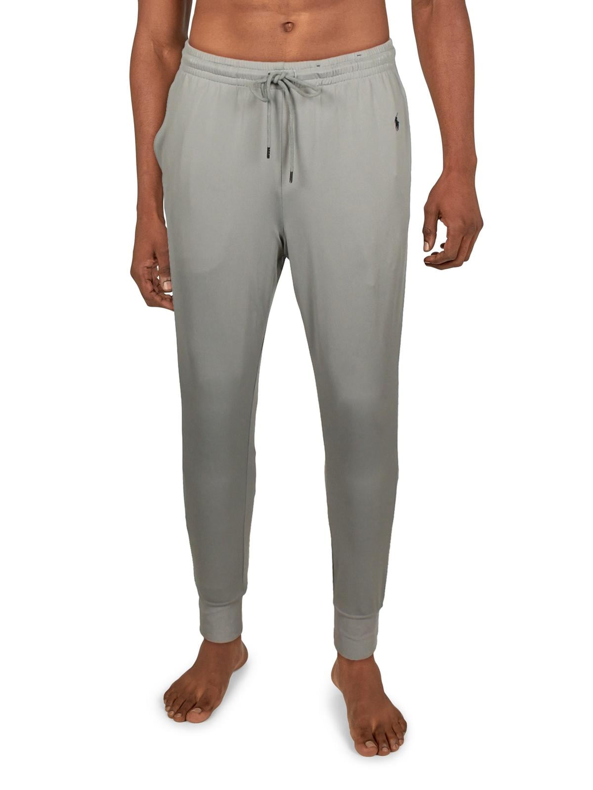 Calça de moletom Ralph Lauren masculina com cordão, cinza, tamanho grande