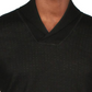 Camisa de dormir Ralph Lauren masculina com gola xale e suéter, preta, tamanho médio