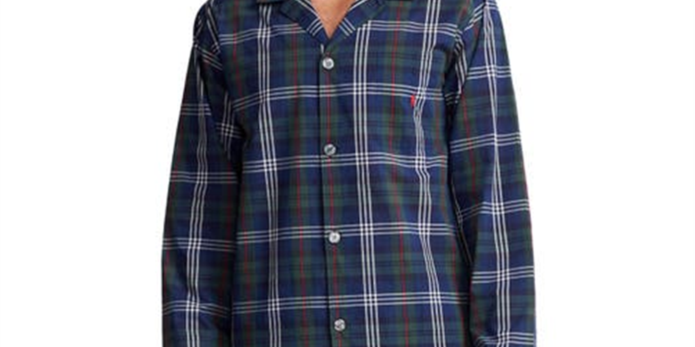 Pijama Ralph Lauren Masculino Xadrez Algodão Tecido Azul Tamanho Grande