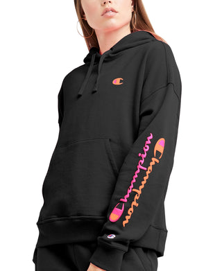 Moletom com capuz Champion Powerblend Graphic Print Feminino Preto Tamanho Grande