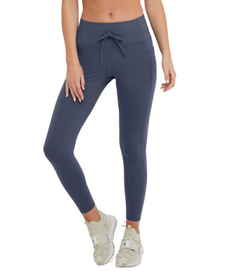 Leggings femininas Champion Soft Touch com cordão, azul, tamanho médio