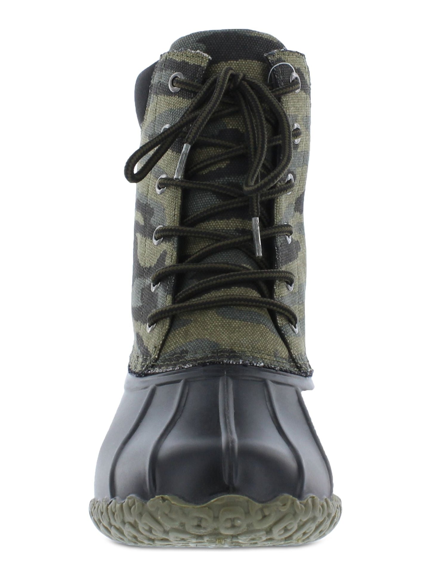 Botas de pato camufladas vintage masculinas à prova de intempéries, sapatos verdes, tamanho 8M