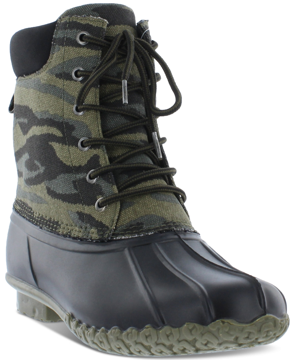 Botas de pato camufladas vintage masculinas à prova de intempéries, sapatos verdes, tamanho 8M