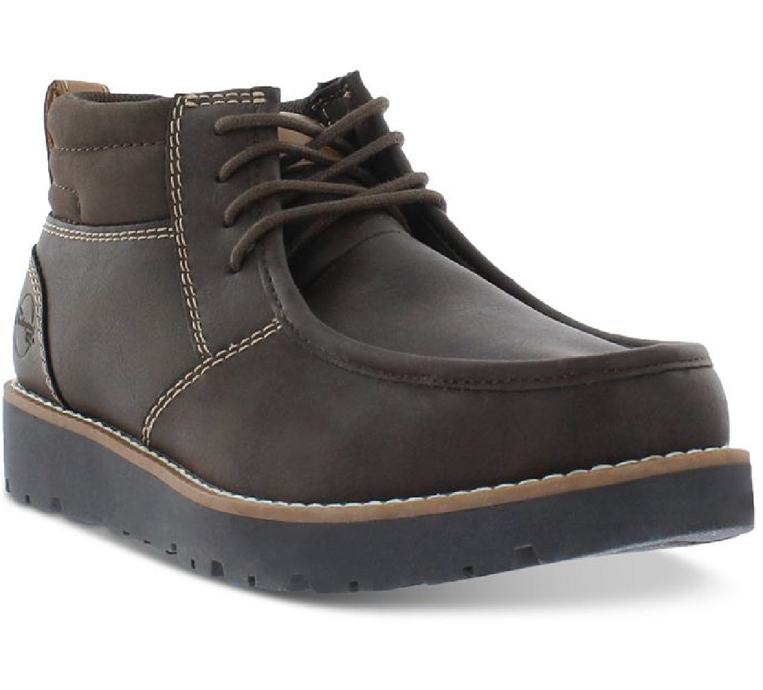 Botas Chukka de couro sintético vintage à prova de intempéries para homens, pretas, tamanho 9 M