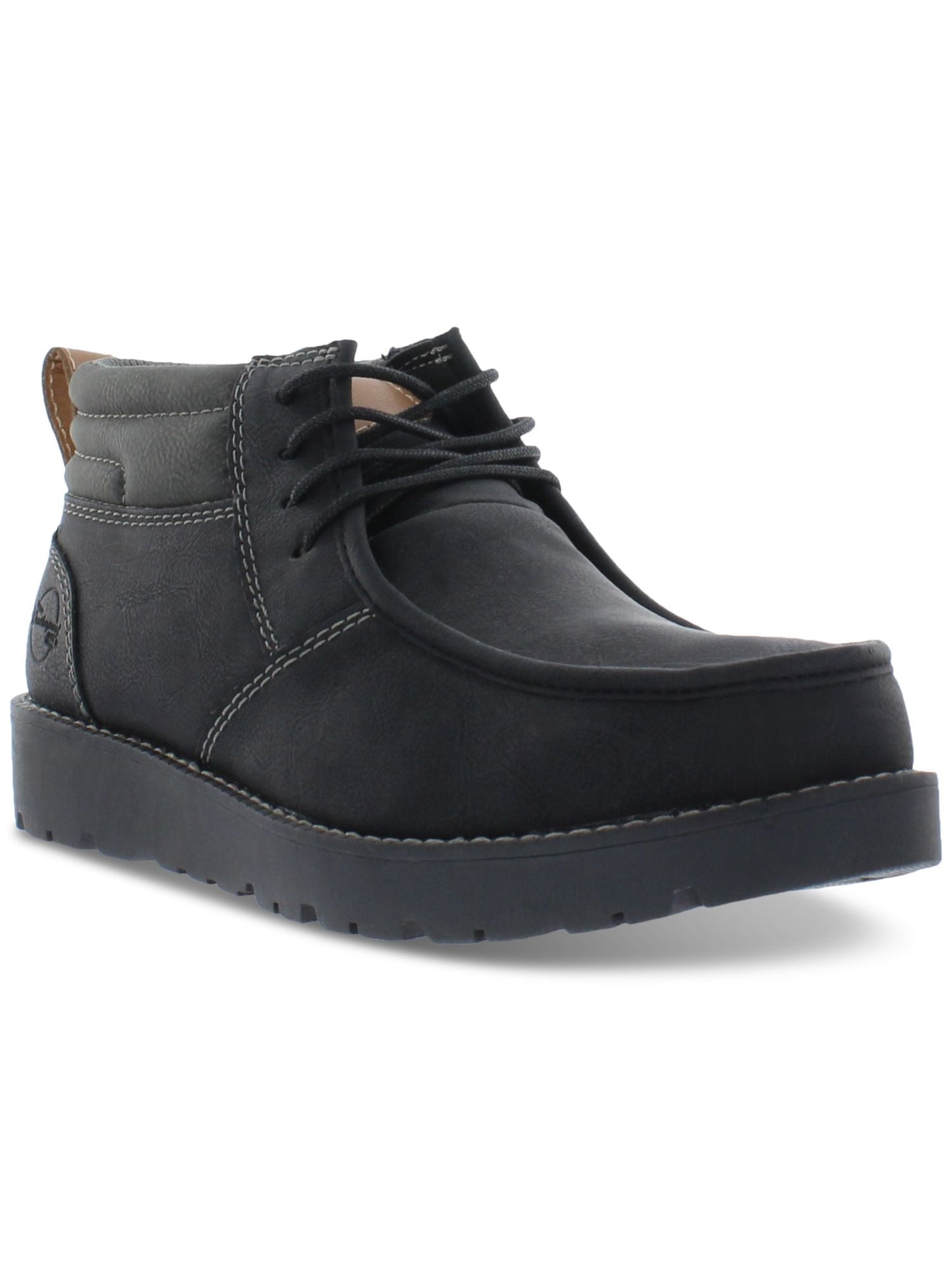 Botas Chukka de couro sintético vintage à prova de intempéries para homens, sapatos pretos, tamanho 13M