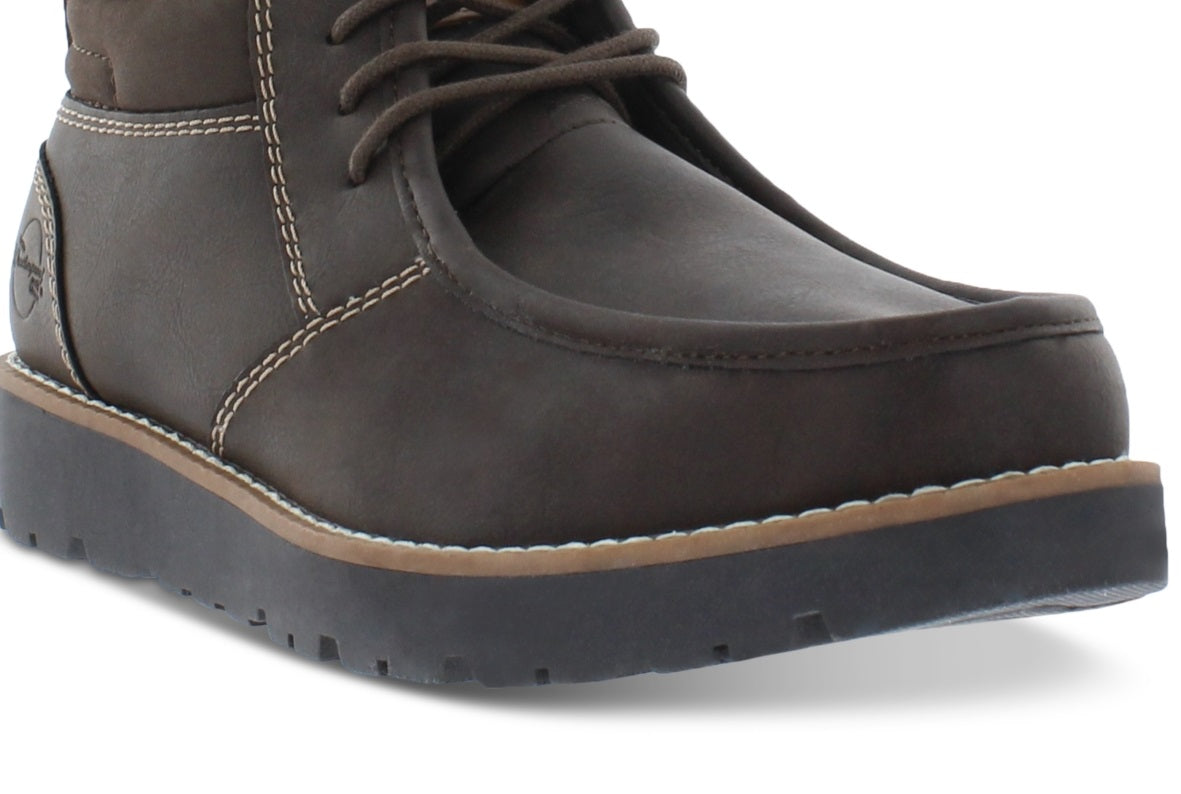 Botas Chukka de couro sintético vintage à prova de intempéries para homens, sapatos marrons, tamanho 9M
