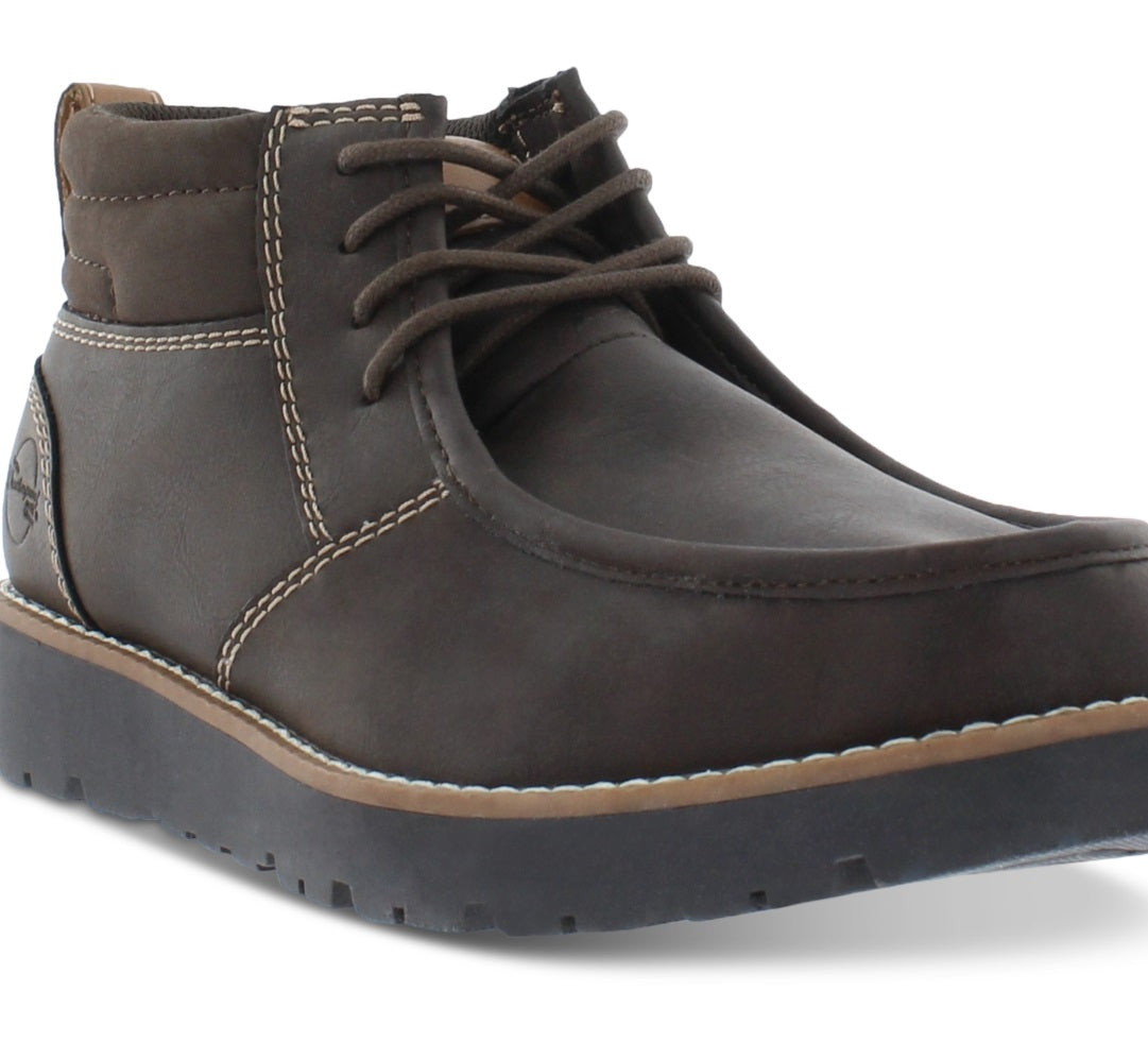 Botas Chukka de couro sintético vintage à prova de intempéries para homens, sapatos marrons, tamanho 9M