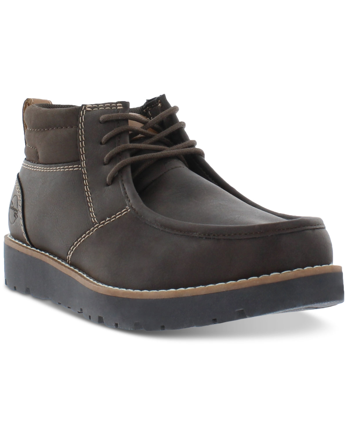 Botas Chukka de couro sintético vintage à prova de intempéries para homens, sapatos marrons, tamanho 9M