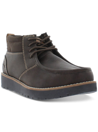 Botas Chukka de couro sintético vintage à prova de intempéries para homens, sapatos marrons, tamanho 12M