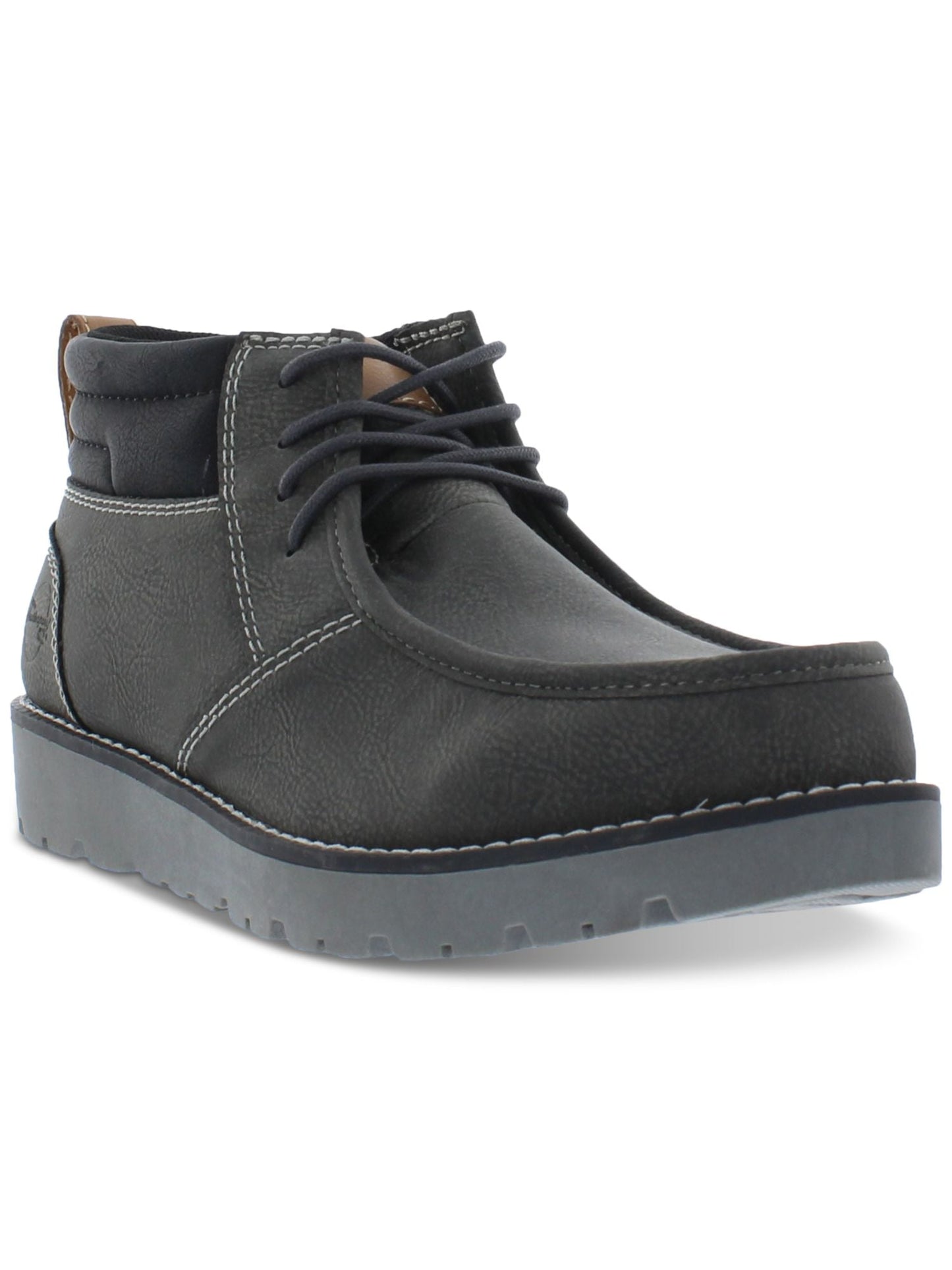 Botas Chukka de couro sintético vintage à prova de intempéries para homens, sapatos pretos, tamanho 10M