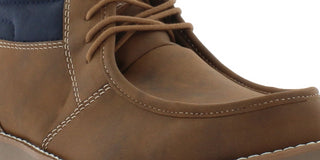 Botas Chukka de couro sintético vintage à prova de intempéries para homens, sapatos marrons, tamanho 8M