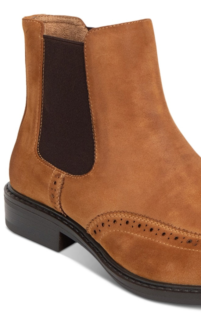 Kenneth Cole Reaction Masculino Perfurado Comfort Knock Wingtip Toe Salto Bloco Chelsea Marrom Tamanho 10,5 M