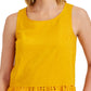 Blusa peplum sem mangas com ilhós Adyson Parker feminina, amarela, tamanho médio