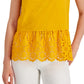 Blusa peplum sem mangas com ilhós Adyson Parker feminina, amarela, tamanho médio