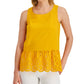 Blusa peplum sem mangas com ilhós Adyson Parker feminina, amarela, tamanho médio