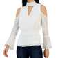 Blusa feminina Willow Drive com ombros descobertos e cintura franzida, branca, tamanho extragrande