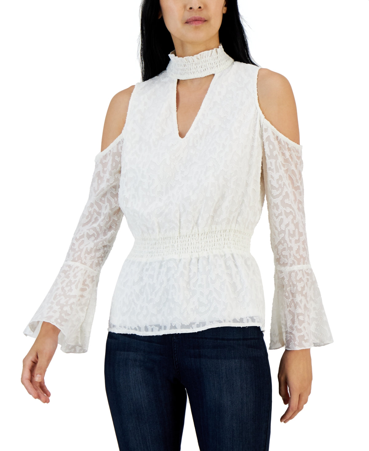 Blusa feminina Willow Drive com ombros descobertos e cintura franzida, branca, tamanho extragrande