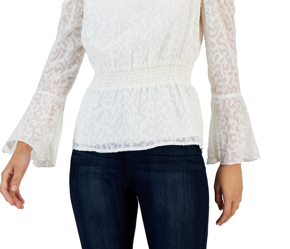 Blusa feminina Willow Drive com ombros descobertos e cintura franzida, branca, tamanho extragrande