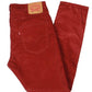 Calça jeans Levi's 512 Slim Tapered Fit Veludo cotelê masculina vermelha tamanho 32x32