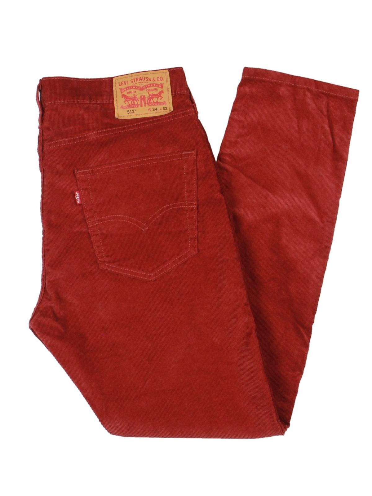 Calça jeans Levi's 512 Slim Tapered Fit Veludo cotelê masculina vermelha tamanho 32x32
