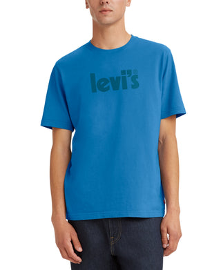 Camiseta Levi's Masculina Relaxed Fit Crewneck com Estampa de Pôster e Logotipo Azul Tamanho XX-G