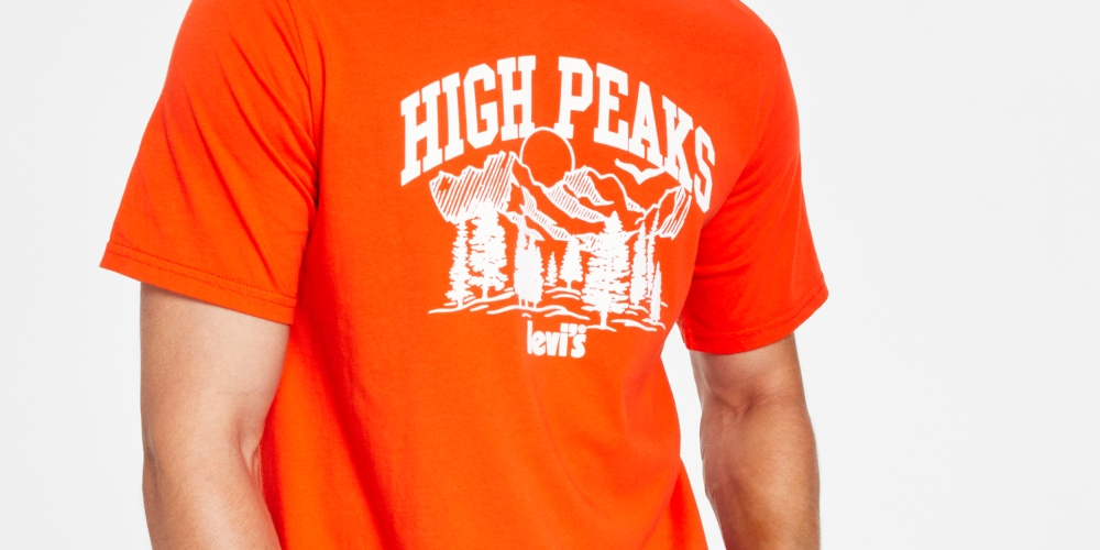 Camiseta Levi's Masculina Relaxed Fit Manga Curta Estampada Laranja Tamanho XXG