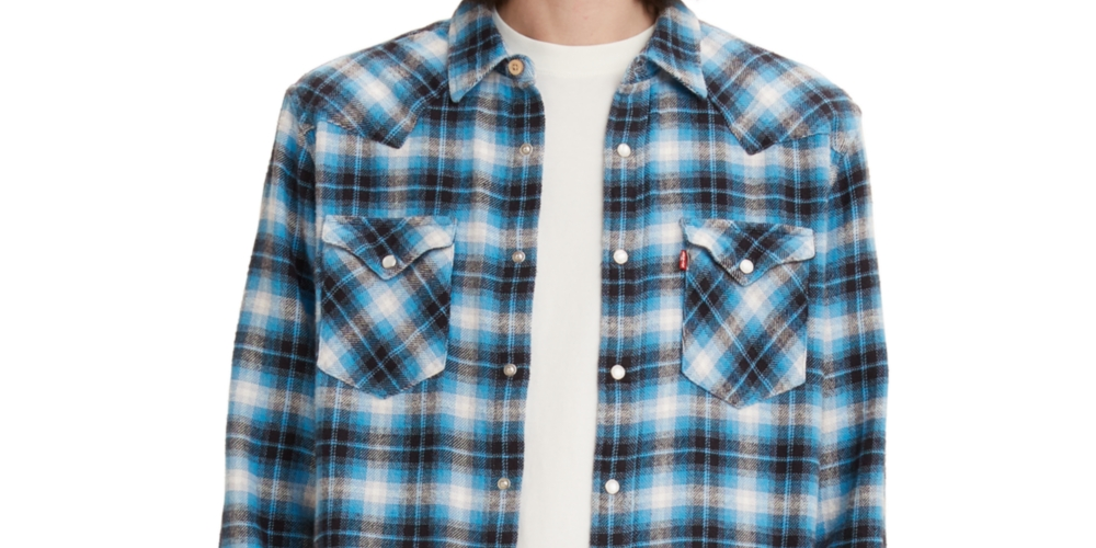 Camisa Western Levi's Classic Standard Fit Masculina Azul Tamanho X-G