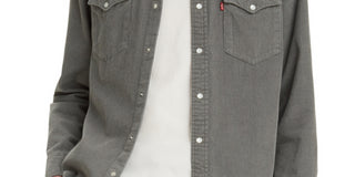 Camisa Levi's Masculina Standard Fit Western Veludo Cotelê Cinza Estanho Tamanho XX-G
