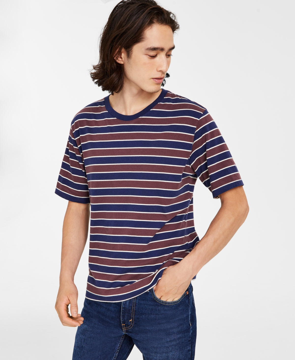 Camiseta listrada Levi's Classic Relaxed Fit Masculina Azul Tamanho XX-G