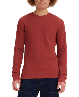 Camiseta térmica masculina Levi's Waffle Knit de manga comprida, vermelha, tamanho XX-G