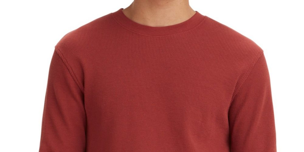 Camiseta térmica masculina Levi's Waffle Knit de manga comprida, vermelha, tamanho XX-G