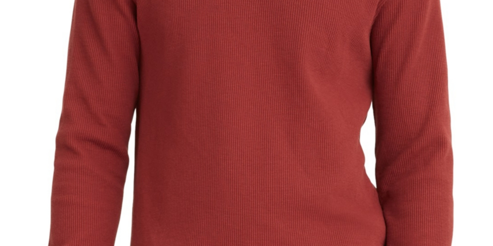 Camiseta térmica masculina Levi's Waffle Knit de manga comprida, vermelha, tamanho XX-G