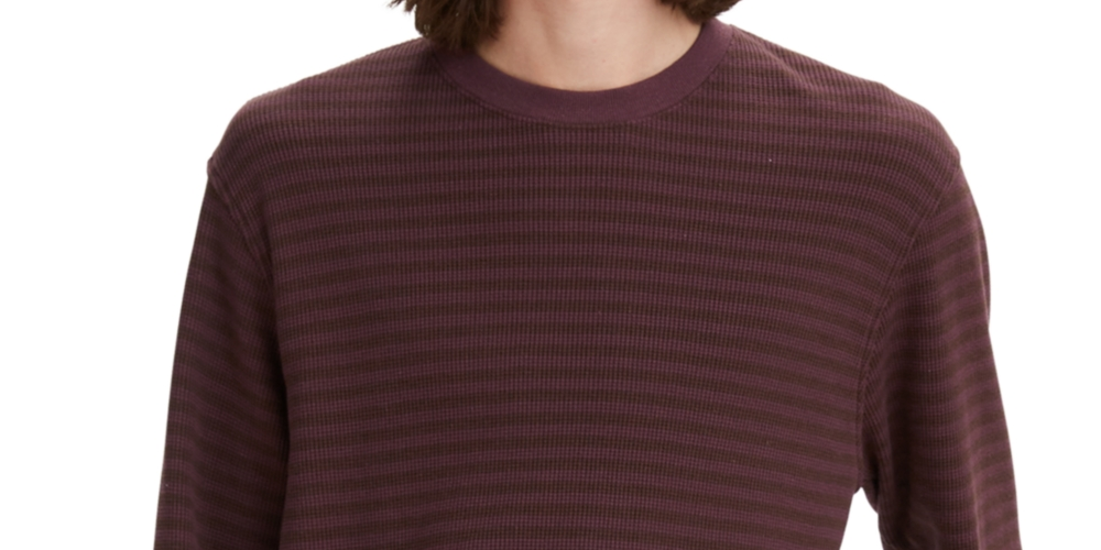 Camiseta térmica masculina Levi's Waffle Knit de manga comprida, marrom, tamanho XX-G