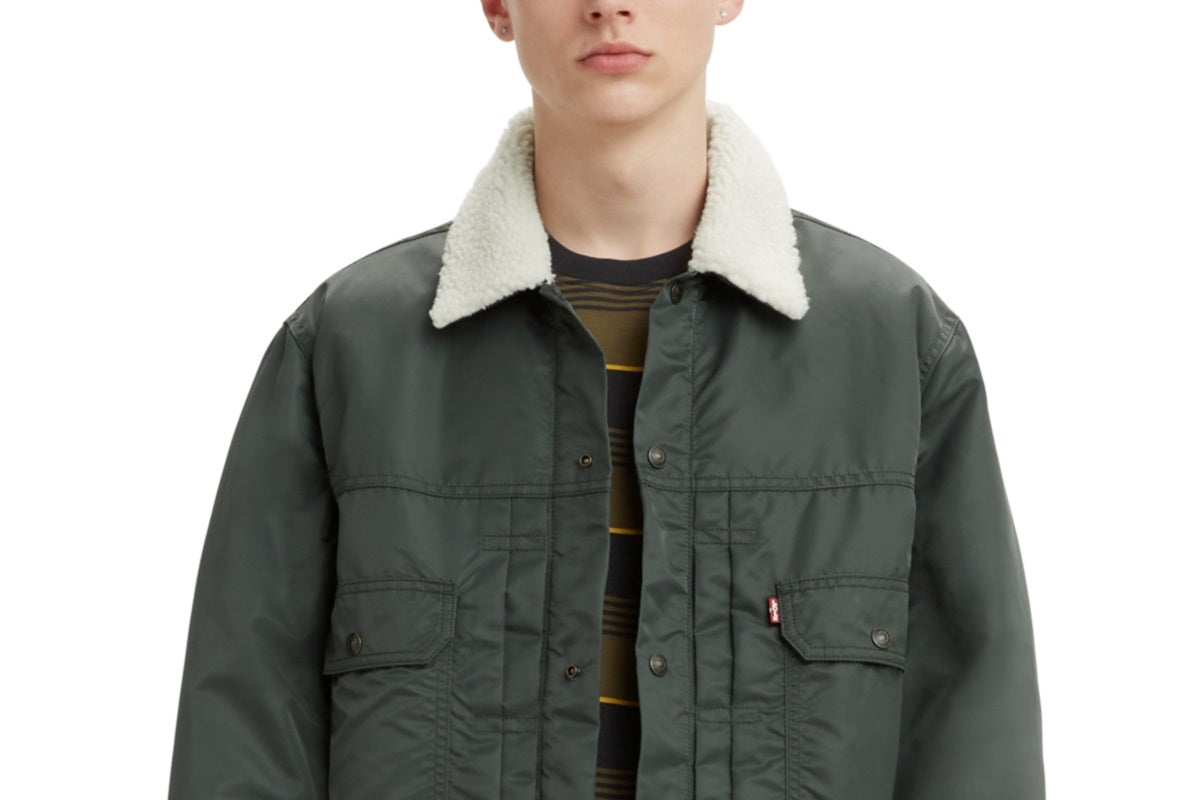 Jaqueta Trucker Levi's Masculina Tipo II Sherpa Forrada Relaxed Fit Cinza Tamanho X-G