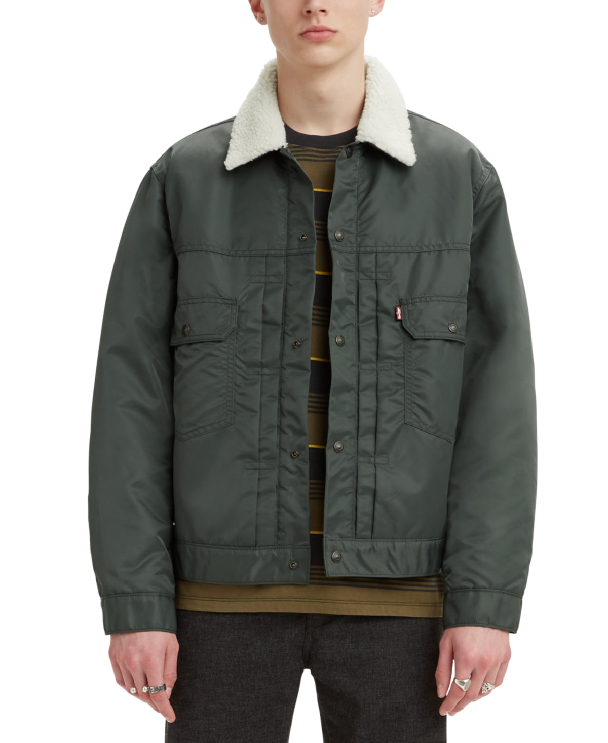 Jaqueta Trucker Levi's Masculina Tipo II Sherpa Forrada Relaxed Fit Cinza Tamanho X-G