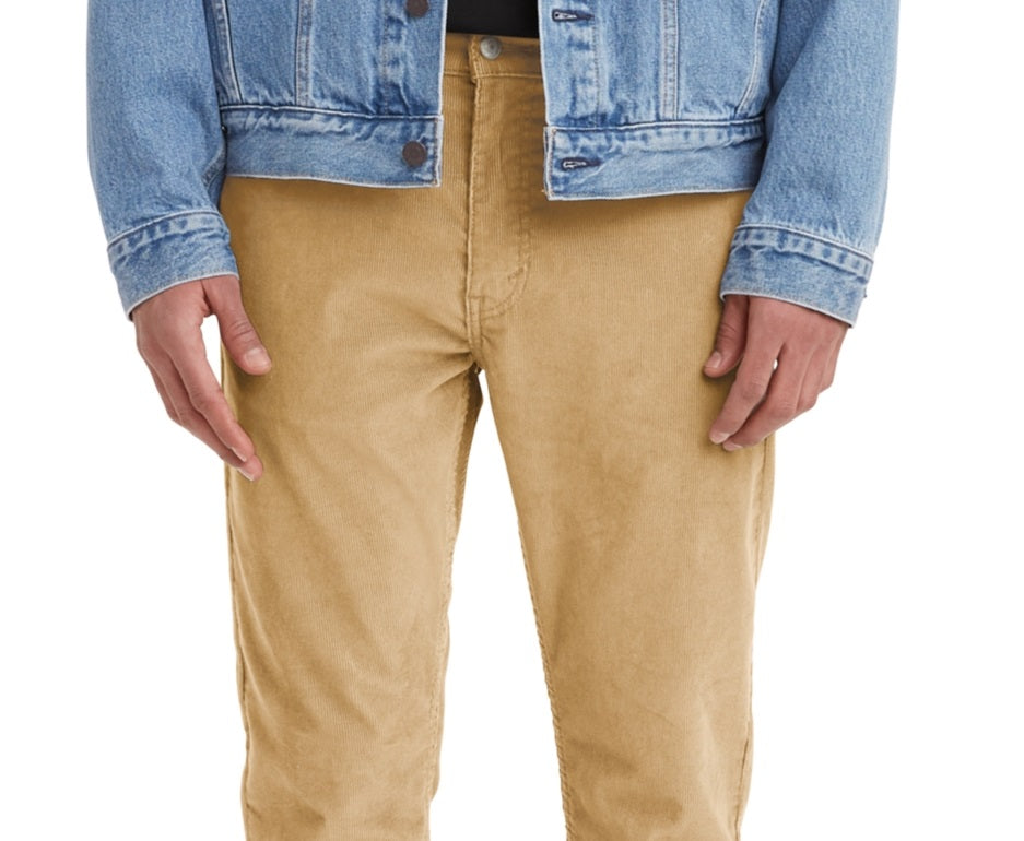 Calça jeans Levi's 512 Slim Tapered Fit de veludo cotelê masculina, amarela, tamanho 38x30