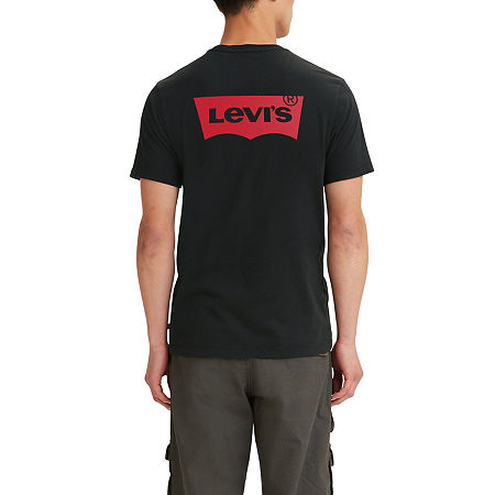 Camiseta Levi's Masculina Standard Fit com Logo Batwing, Preta, Tamanho Médio