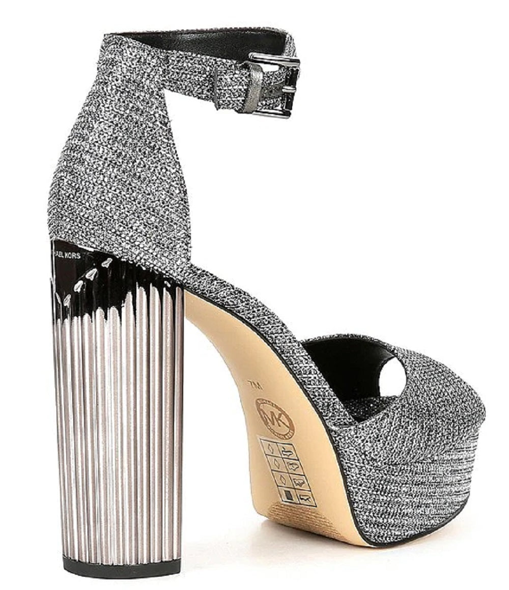 Sandália feminina Michael Kors Porter plataforma com tira no tornozelo cinza tamanho 7,5