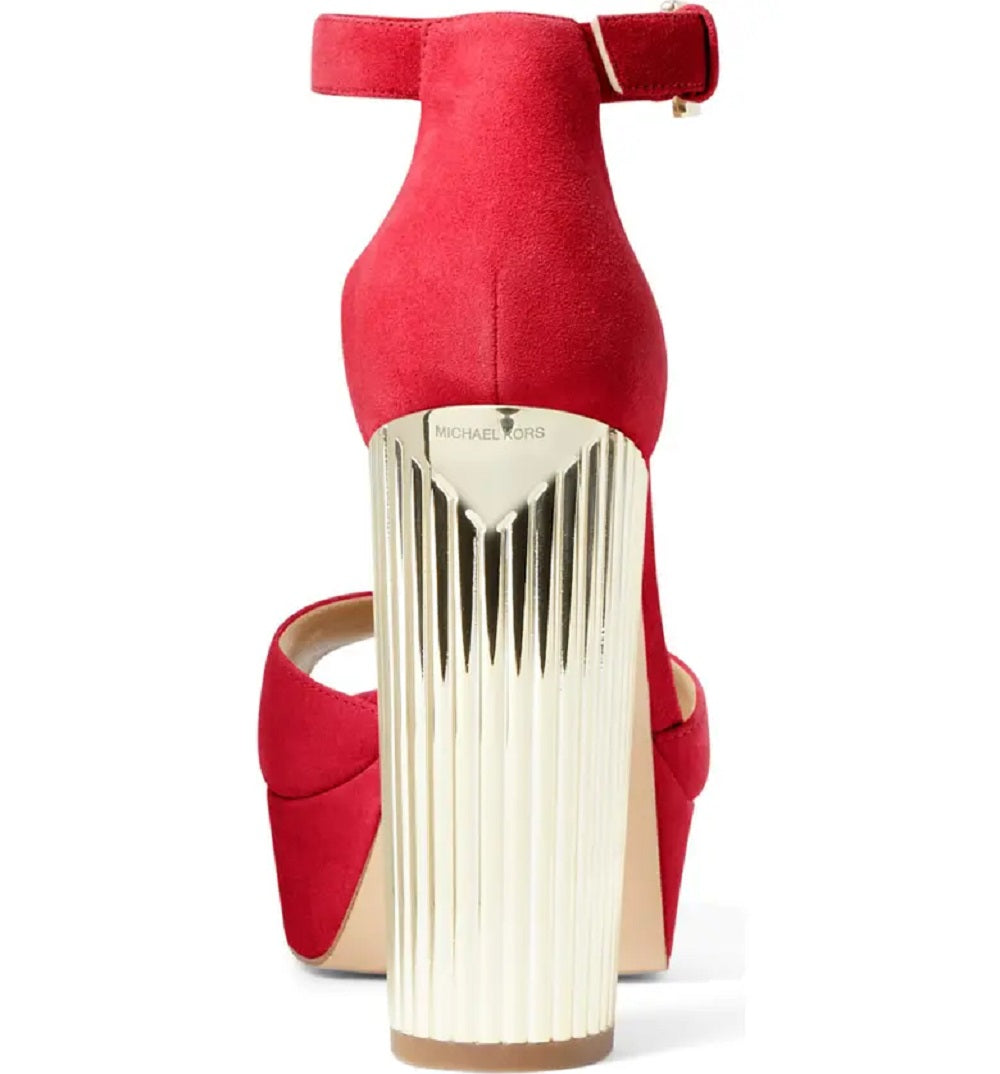 Sandália feminina Michael Kors Porter plataforma com tira no tornozelo, vermelha, tamanho 6