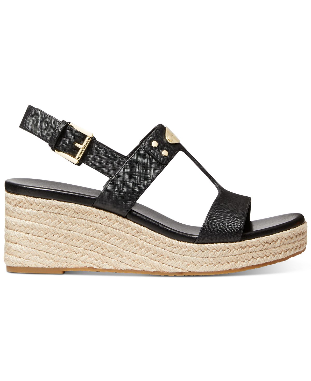 Sandálias femininas Michael Kors Wedge pretas tamanho 6,5